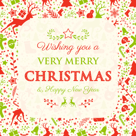 Decorative Christmas text with ornaments. Vector.のイラスト素材