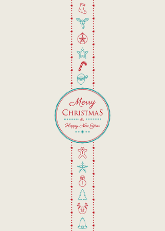 Concept of Christmas card with hand drawn decorations and wishes. Vector.のイラスト素材