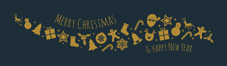 Christmas greeting card with text and decorations. Vector.のイラスト素材