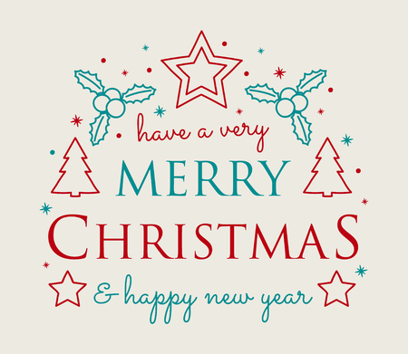 Christmas greeting with ornaments. Vector.のイラスト素材