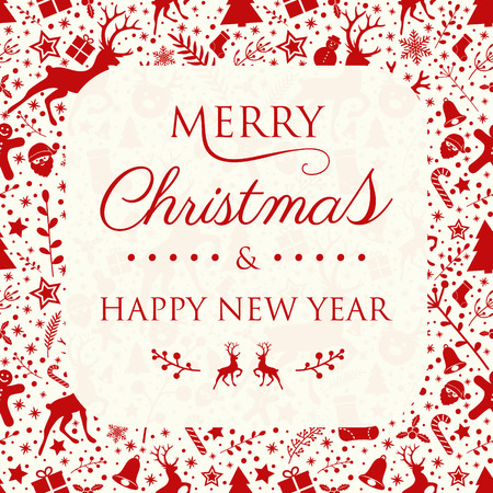 Concept of Christmas card with festive oraments. Vector.のイラスト素材