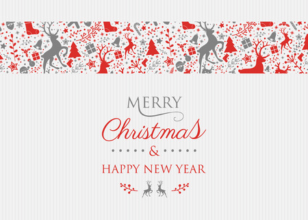 Christmas greeting card with text and decorations. Vector.のイラスト素材