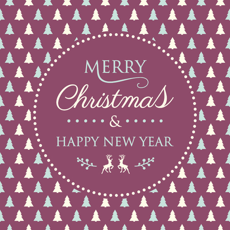 Merry Christmas and Happy New Year - calligraphy in retro style with ornaments. Vector.のイラスト素材