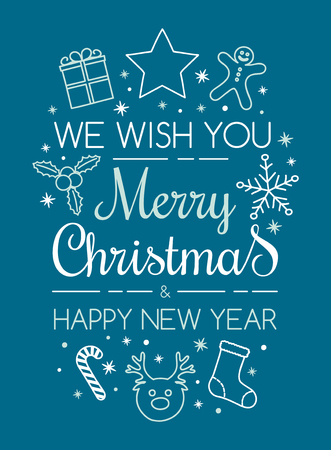 Christmas typography with decorative ornaments. Vector.のイラスト素材