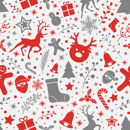 Concept of seamless pattern with Christmas decorations. Vector.のイラスト素材
