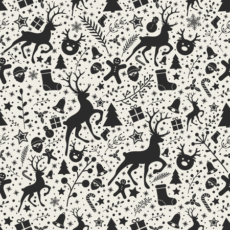 Concept of seamless texture with Christmas ornaments. Vector.のイラスト素材