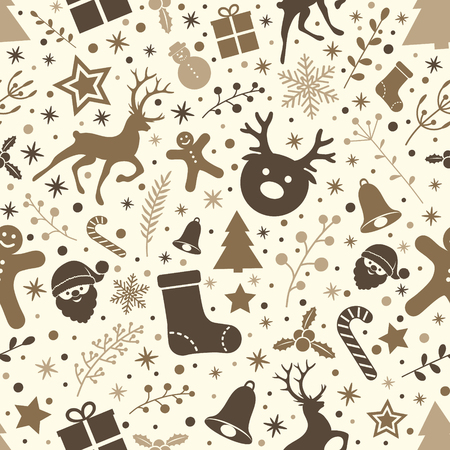 Concept of Christmas wrapping paper with seamless texture. Vector.のイラスト素材