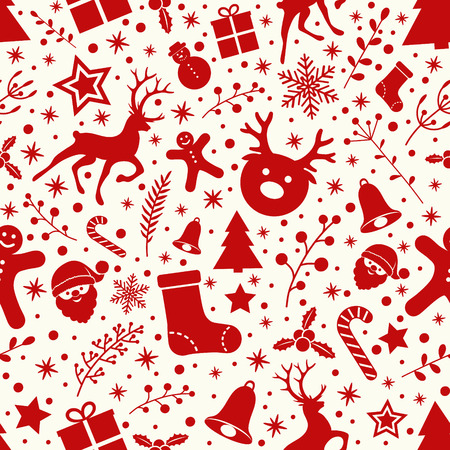 Concept of Christmas wallpaper with ornaments - seamless pattern. Vector.のイラスト素材