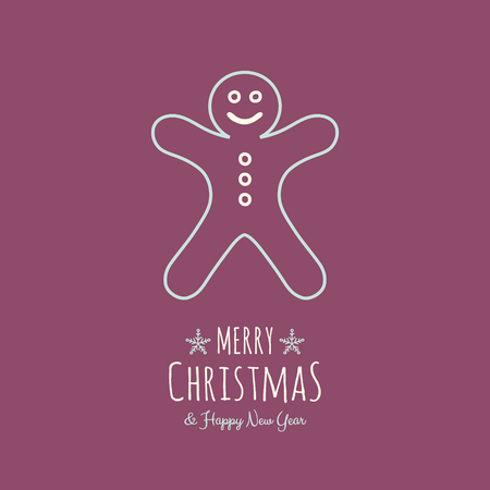 Christmas greetings with hand drawn gingerbread cookie. Vector.のイラスト素材