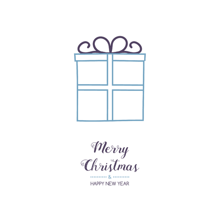 Vintage Christmas card with hand drawn present. Vector.のイラスト素材
