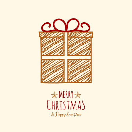 Design of Christmas present with wishes and ornaments. Vector.のイラスト素材