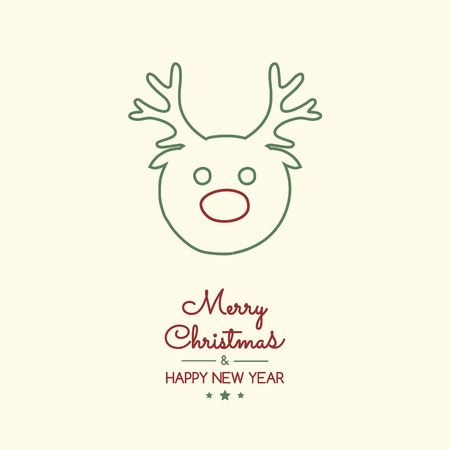 Christmas wishes with hand drawn reindeer. Vector.のイラスト素材