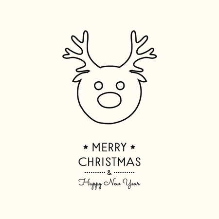 Design of Christmas postcard with wishes and reindeer. Vector.のイラスト素材