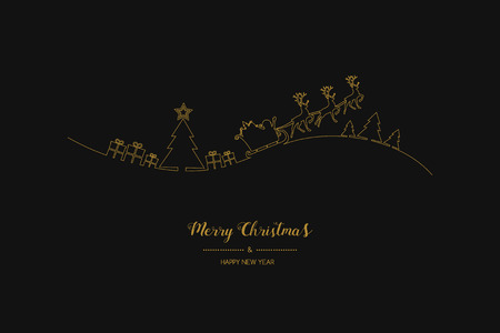 Merry Christmas and Happy New Year - card with hand drawn Santa Claus. Vector.のイラスト素材