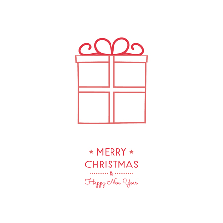 Christmas wishes with hand drawn present. Vector.のイラスト素材