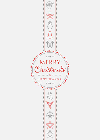 Christmas card with hand drawn decorations. Vector.のイラスト素材