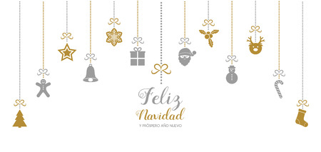 Feliz Navidad y Prospero Ano Nuevo - spanish Christmas wishes. Vector.のイラスト素材
