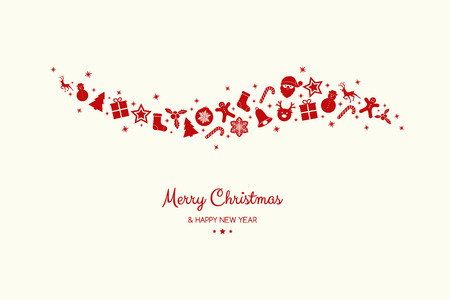 Vintage Christmas card with hand drawn elements. Vector.のイラスト素材