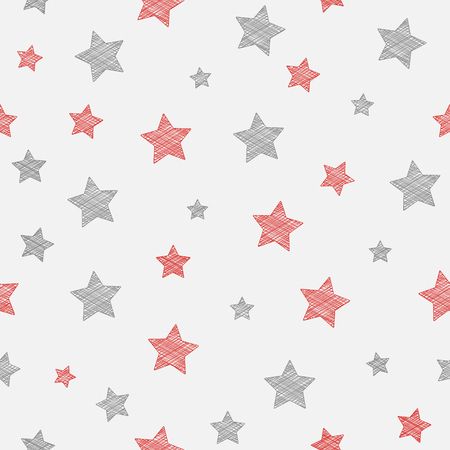 Seamless pattern with hand drawn stars. Vector.のイラスト素材