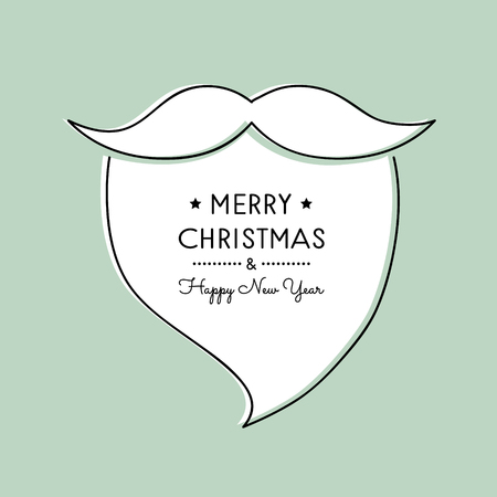 Merry Christmas and Happy New Year - greeting card with cartoon beard of Santa Claus. Vector.のイラスト素材