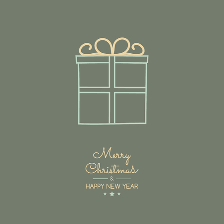 Concept of Christmas greeting card with hand drawn gift. Vector.のイラスト素材