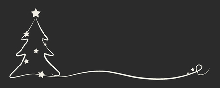 Christmas greetings with hand drawn tree and copyspace. Vector.のイラスト素材