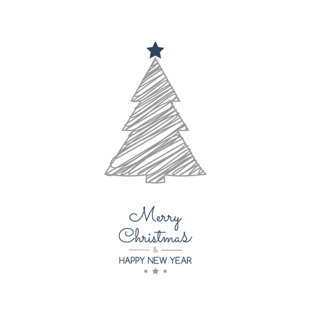 Christmas decoration with wishes and hand drawn tree. Vector.のイラスト素材