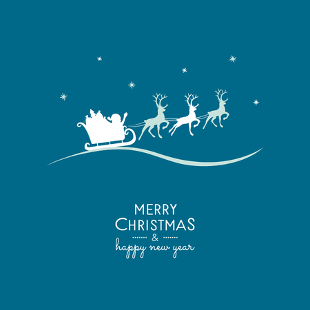 Merry Christmas and Happy New Year - greeting card with cartoon Santa Claus. Vector.のイラスト素材