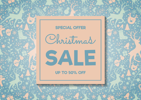 Christmas Sale background with reindeers. Vector.のイラスト素材