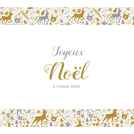 Joyeux Noel et Bonne Annee - french Christmas wishes. Vectorのイラスト素材