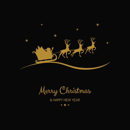 Merry Christmas and Happy New Year - greeting card with cartoon Santa Claus. Vector.のイラスト素材
