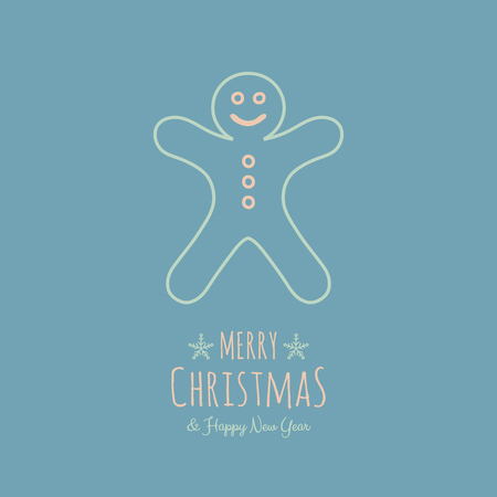 Christmas card with with hand drawn gingerbread cookie. Vector.のイラスト素材