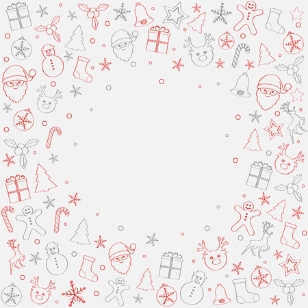 Christmas garland with ornaments and copyspace. Vector.のイラスト素材