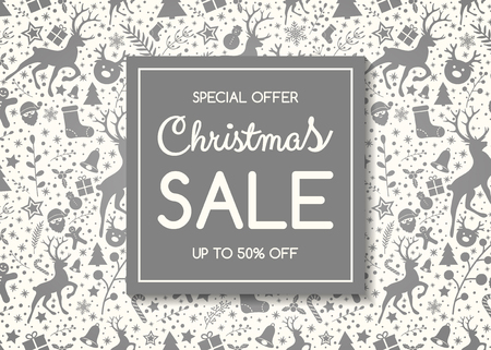 Christmas Sale background with reindeers. Vector.のイラスト素材