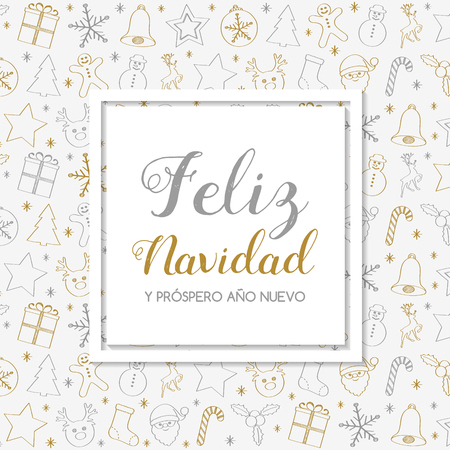 Feliz Navidad y Prospero Ano Nuevo - spanish Christmas wishes. Vector.のイラスト素材