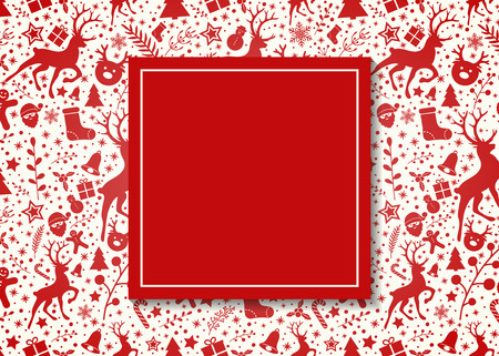 Concept of Christmas card template with copyspace and ornaments. Vector.のイラスト素材