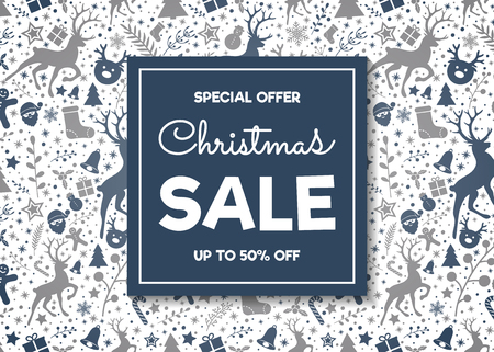 Christmas Sale - colorful flyer with decorations. Vector.のイラスト素材