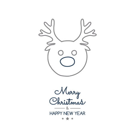 Christmas greeting card with hand drawn reindeer. Vector.のイラスト素材