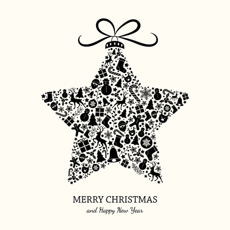 Concept of Christmas greeting card with beautiful bauble. Vector.のイラスト素材