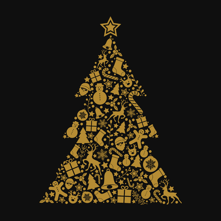 Christmas tree with decorative ornaments. Vector.のイラスト素材