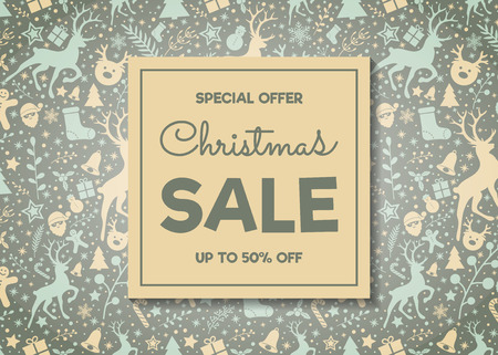 Christmas Sale poster with decorations. Vector.のイラスト素材