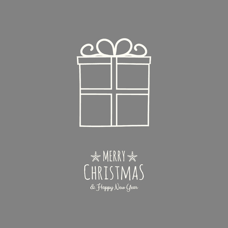 Christmas greeting card with hand drawn present. Vector.のイラスト素材