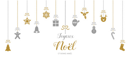 Joyeux Noel et Bonne Annee - french Christmas wishes. Vectorのイラスト素材