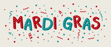 Mardi Gras - colorful banner with confetti and serpentines. Vectorのイラスト素材