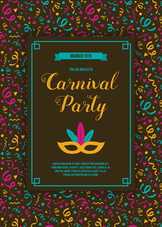 Colorful Carnival Party invitation with text and confetti. Vectorのイラスト素材