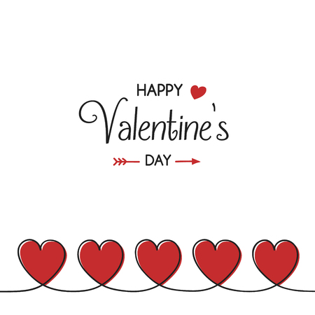 Valentine's Day illustration in retro style with hand drawn hearts. Vectorのイラスト素材