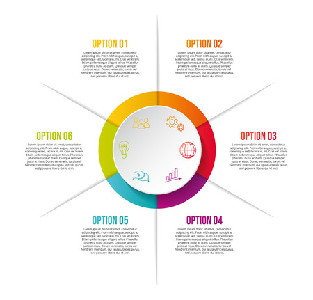 Colorful chart with business symbols - infographic template. Vectorのイラスト素材
