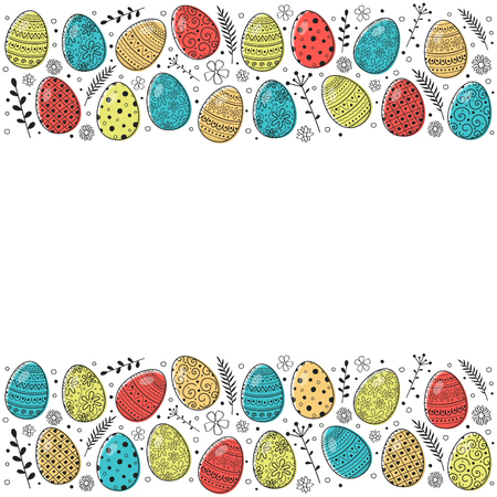 Easter background with decorative eggs. Vectorのイラスト素材