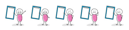 Group of cartoon people with empty clipboard - collection. Vectorのイラスト素材