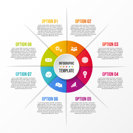 Chart with colorful business icons - infographic template. Vectorのイラスト素材